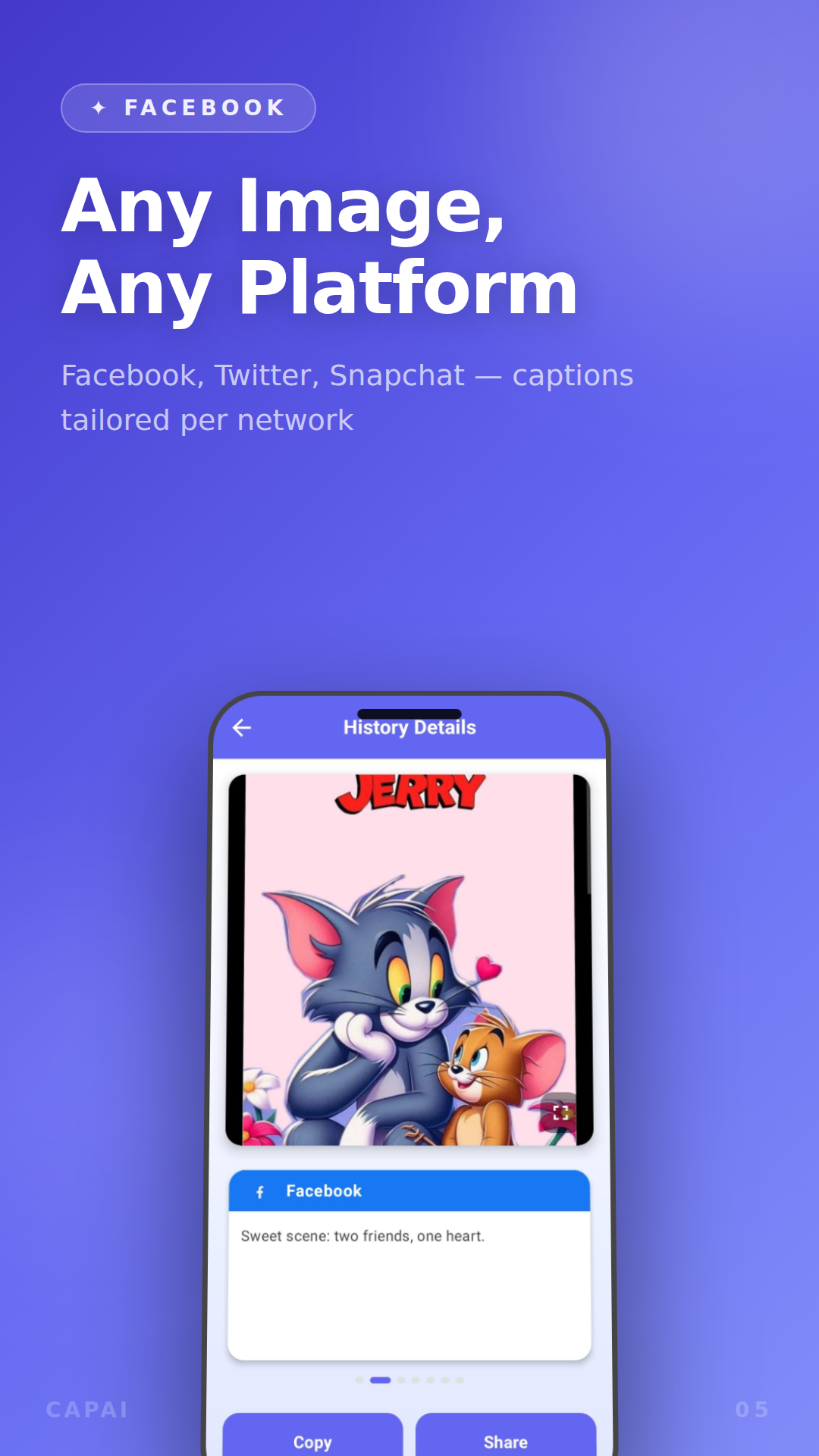 Capshot AI caption result for a Tom and Jerry image